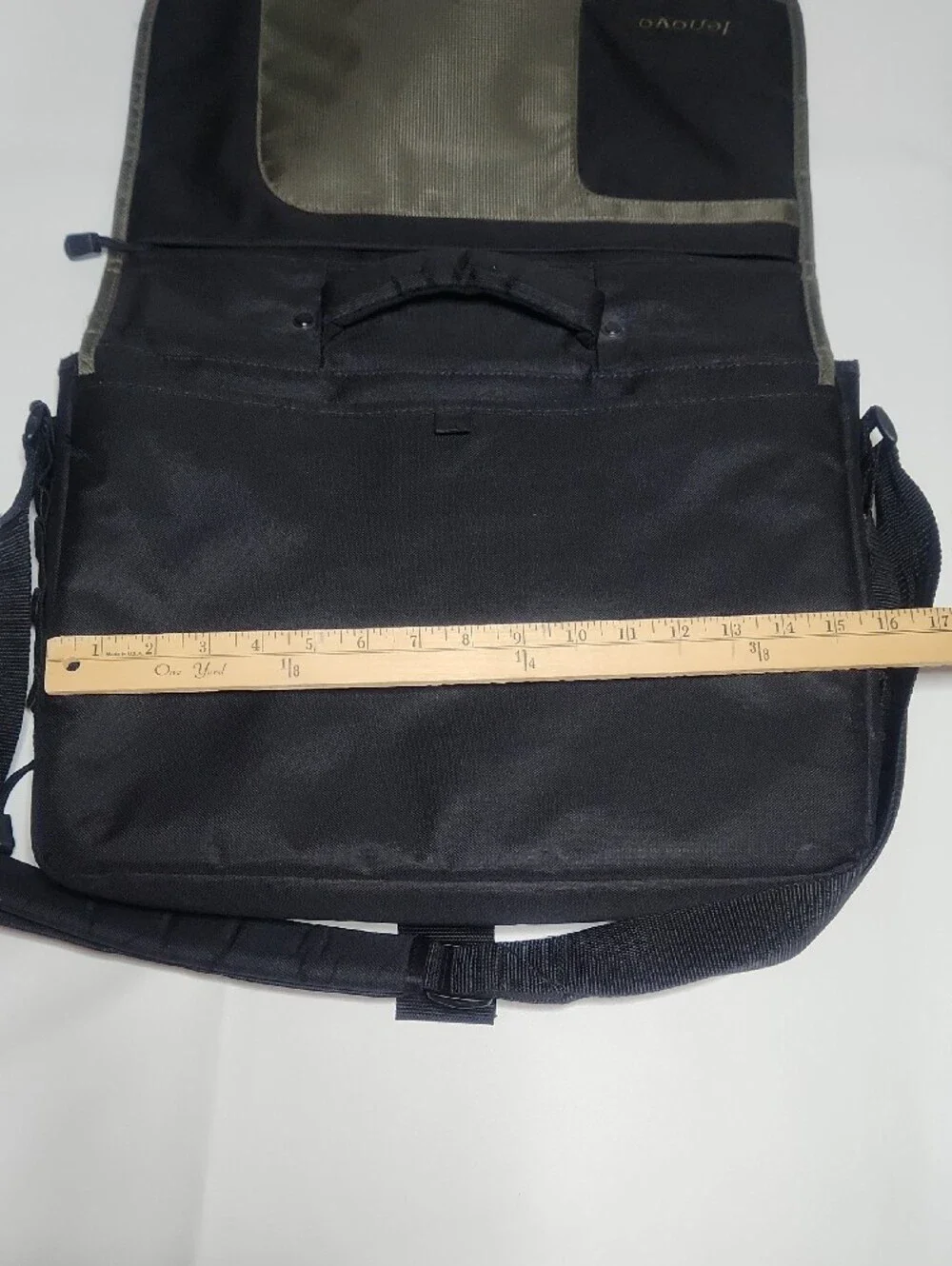Lenovo Black and Olive Green Laptop Messenger Bag